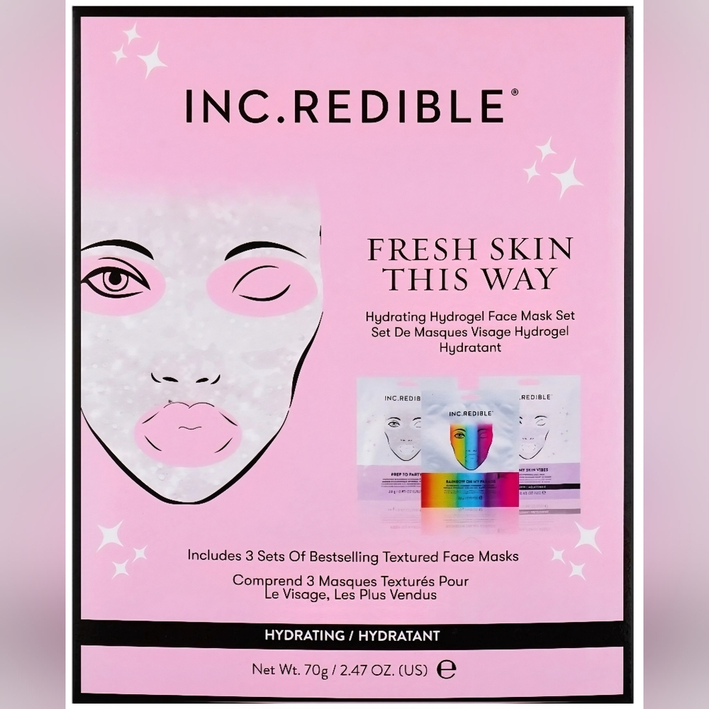 INC.REDIBLE Fresh Skin This Way Face Mask Set (3 Masks per Package)